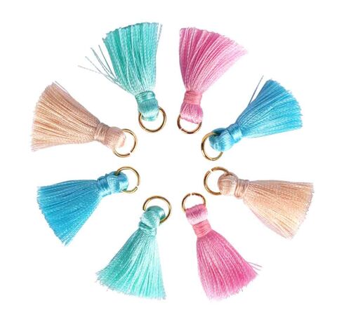 Pompons Mini Avec Anneau Doré 3cm Pastel 8 Pièces