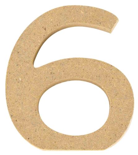 Chiffre En Bois Mdf 5 X 1,2 Cm Chiffre 6 (Six)