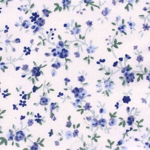 Coupon De Tissu En Coton Fleurs Rose Bleu 55 Cm