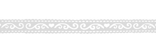 Ruban adhésif fantaisie 1,5 cm x 1 m rosace blanches