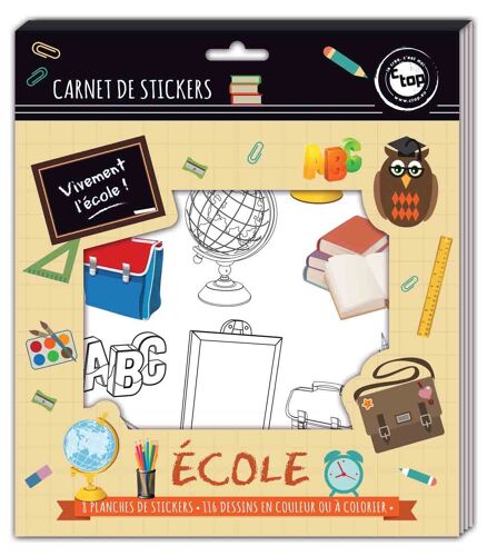 Stickers À Colorier 3 À 13 Cm Ecole 8 Feuilles