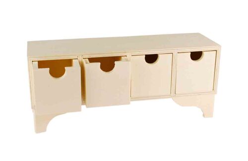 Commode En Bois Sur Pieds 4 Tiroirs 29 X 12 X 9 Cm