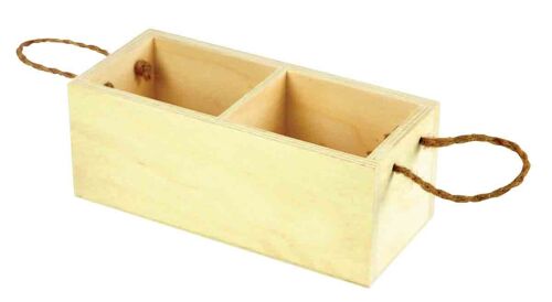 Caissette En Bois 2 Compartiments 18 X 7 X 8 Cm