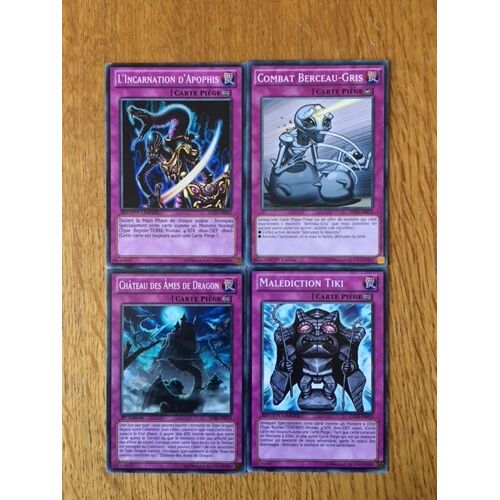 Malédiction Tiki + Château Des Âmes De Dragon + Combat Berceau Gris + L'incarnation D'apophis (Yu Gi Oh)