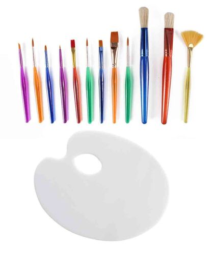 Pinceaux Assortis X 12 + 1 Palette