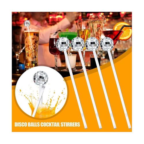 24Pcs Disco Ball Agitateurs Cocktail Boisson Café Agitateur Bâtons de Boule Miroir En Plastique Pour La Partie Domestique