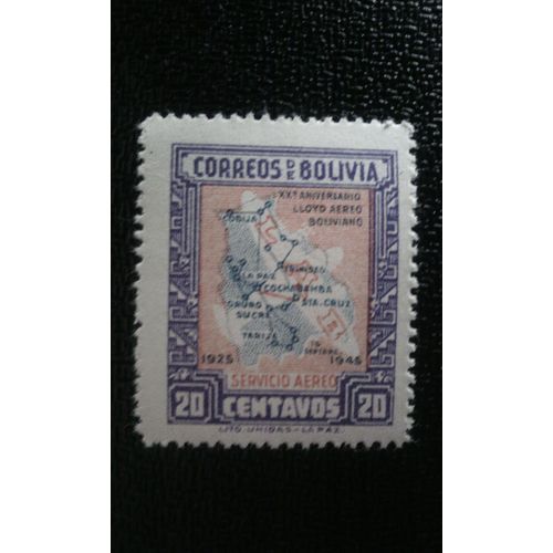 Timbre Bolivie ( Yt Pa 82 ) 1945 Fondation De Lloyd Aereo Boliviano, 20e Anniversaire