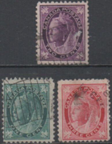 Canada: Lot De 3 Timbres De Valeurs Faciales 1, 2, Et 3 Cents Exprimées Uniquement En Lettres (Pas De Chiffres).