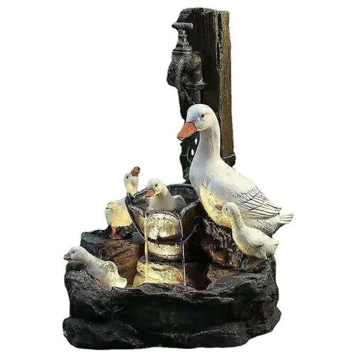 Resin Duck Family Patio Fountain Garden Decoration, Animal Garden Statue en résine pour aménagement paysager extérieur