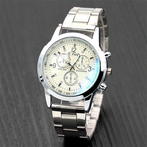 Montre Chic Et Classique Tout Acier Inoxydable Style Luxe - Faux Chronomètre - Boitier Ø 4,3 Cm