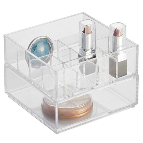 Set 2 Boites De Rangement Maquillage Carrées Empilables Interdesign Clarity 