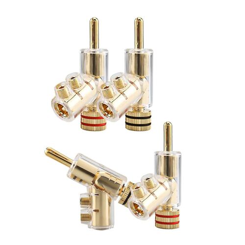 4 Pcs Banane Prises 45 Degrés Incliné Banane Connecteurs Vis Connecteurs pour AV Récepteur, Amplificateur, Spe