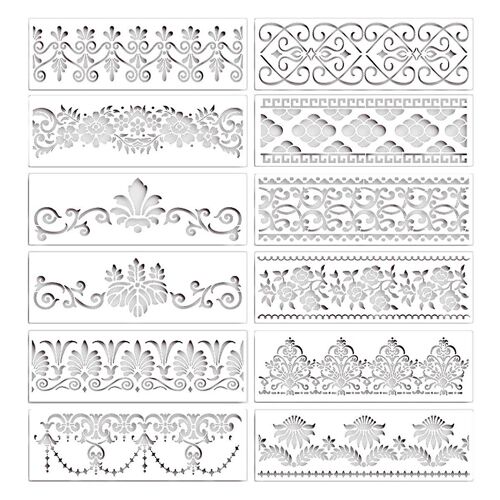 12 Pcs Fleur Bordure Pochoirs Mandala Pochoirs Réutilisables Coupe Peinture Modèles Pour Bricolage Artisanat Pochoir