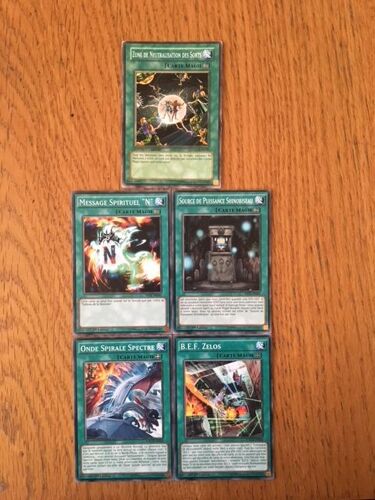 B.E.F. Zelos + Source De Puissance Shinobiseau + Onde Spirale Spectre + Message Spirituel "N" + Zone De Neutralisation Des Sorts (Yu Gi Oh)