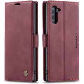 Coque Samsung Galaxy Note 10,Anti-Choc Premium Flip Case Etui,Vin Rouge