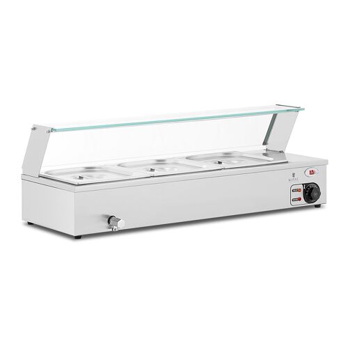 Bain-Marie - 2,000 Watts - 3 X Gn 1/2 - Robinet De Vidange - Couvercle En Verre Helloshop26 14_0004222
