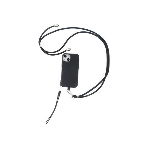Jaym Pop - Coque De Protection Pour Téléphone Portable - Avec Sangles De Cou Et De Poignet - Silicone Liquide - Noir - Pour Apple Iphone 14