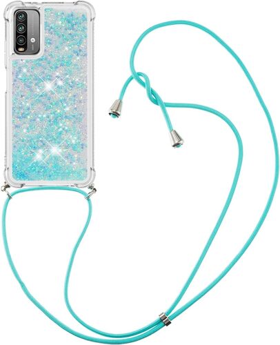 pour Xiaomi Redmi 9T Coque, Bling Liquide Paillette Kawaii Cordage Case pour Xiaomi Redmi 9T. LP Star Blue