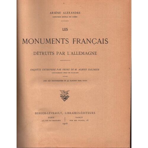 Les Monuments Francais Detruits Par L'allemagne
