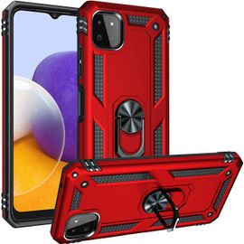 Coque Pour Samsung Galaxy A22 5g Etui, Pc Militaire + Tpu 2-En-1 Armour Protective Back Housse Avec Bracket, Rouge