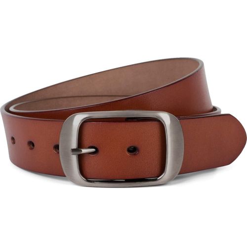 Tianyi-Ceinture En Cuir Véritable Uni Avec Surface Brillante Et Grosse Boucle, Longueur Ajustable, Unisexe 03010104