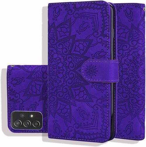 Coque Pour Samsung Galaxy A23 5g/4g, Galaxy M23 Premium Cuir Pu Etui Portefeuille ¿¿ Rabat Housse Flip Case Cover Mandala Avec Support Et Porte Cartes, Violet