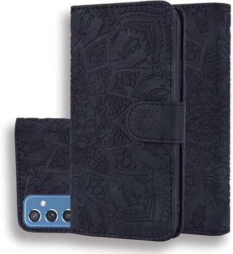 Coque Pour Samsung Galaxy A54 5g Premium Cuir Pu Etui Portefeuille ¿¿ Rabat Housse Flip Case Cover Mandala Avec Support Et Porte Cartes Pour Galaxy A54 5g Smartphone, Noir