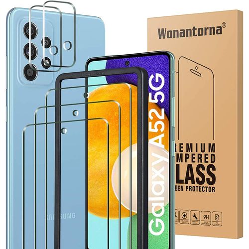 Protection Écran Pour Samsung Galaxy A52 / A52s 5g Verre Trempé, 3 X Protecteur D?Écran + 2 X Caméra Arrière Protecteur, [Ultra Clair] [Sans Bulles] Vitre Trempé Samsung A52 / A52s 5g