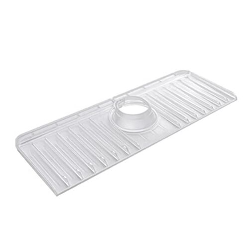 Protecteur d¿éclaboussures d¿évier avec pente pour auto-drainage - Tapis de robinet d¿évier et savon Plat et porte-éponge - poignée de robinet en silicone goutte à goutte