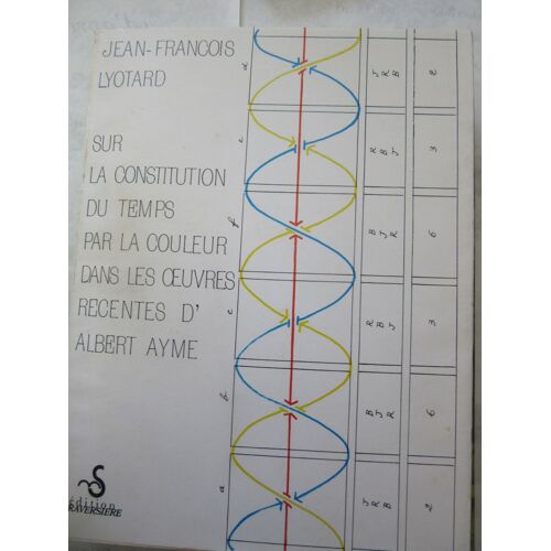 Lyotard Jean-François : Sur La Constitution Du Temps Par La Couleur Dans Les Oeuvres Récentes D'albert Aymé