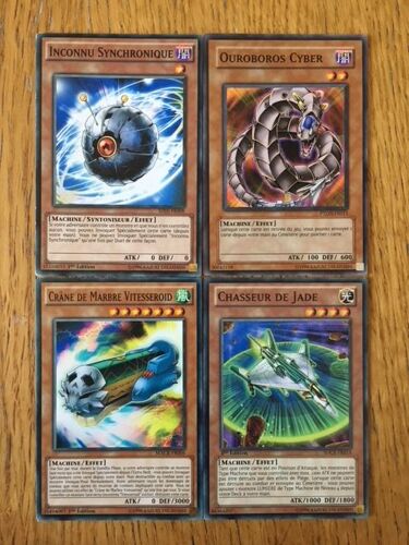 Chasseur De Jade + Ouroboros Cyber + Crâne De Marbre Vitesseroid + Inconnu Synchronique (Yu Gi Oh)