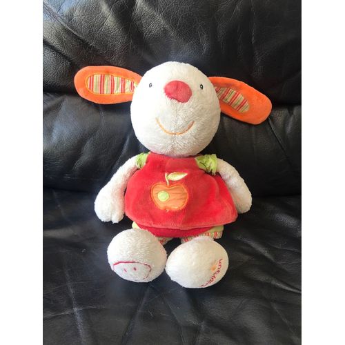 Doudou Lapin Rouge Vert Pomme Babysun - Lapin Classique 30cm