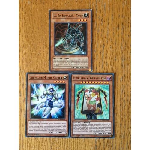 Chevalier Miroir Cipher + Fleur Cardian Érable Avec Cerf + Les Six Samouraïs Yariza (Yu Gi Oh)