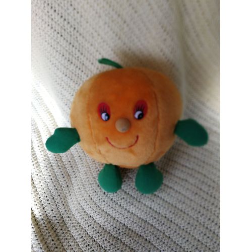 Doudou Peluche Orange Pêche Fruit Vintage