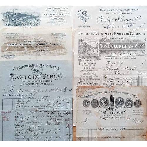 Lot 10 Vieilles Factures Anciennes Vieux Papiers En-Tête : Rastoix-Tiblé, Bussy, Caulliez, Dolbret, Valluit, Ric Et Rac, Payan, Chabot (Chaussures, Draps, Serrures...)