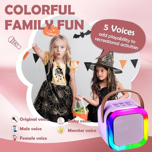 Mini Machine De Karaoké Pour Enfants Et Adultes, Mini Machine De Karaoké Avec 2 Microphones Sans Fil, Cadeaux D'Anniversaire Pour Filles Âgés De 6, 7, 8, 9, 10, 12 Ans, Purple