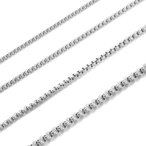 Kalanka-Collier Hommes Acier Inoxydable Chaîne Argent/Or/Noir Chaîne Vénitienne Homms Briolette Chaîne Femmes Boîte Collier Largeur 2/2.5/3/4mm Longueur 45-70cm