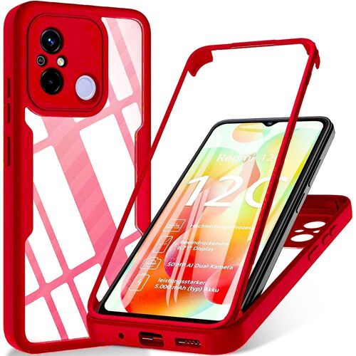 Coque pour Xiaomi Redmi 12C / Redmi 11A Intégrale Bordure Renforcée Rigide Protection 360° - Rouge - E.F.Connection