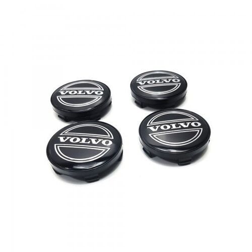 4x Cache Moyeux Centre Roue Ø 60/56mm Volvo Logo Badge Noir Silver Nr