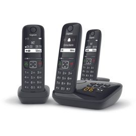 Gigaset AS690A Trio - Téléphone sans fil - système de répondeur avec ID d'appelant - ECO DECT\GAP - blanc + 2 combinés supplémentaires