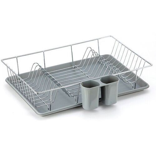 Egouttoir ? Vaisselle Sakura Avec Plateau An Acier Chrom? Gris