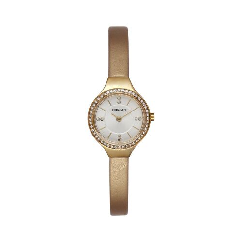 Jouailla - Montre Morgan Dorée Boîtier Et Cadran Avec Pierres Synthétiques, Bracelet Synthétique (770314dd)