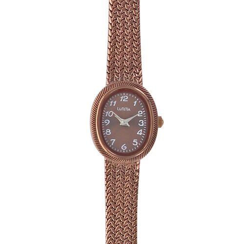 Jouailla - Montre Lutetia Métal Chocolat, Chiffres Arabes Et Bracelet Style Tressé (750130ch)