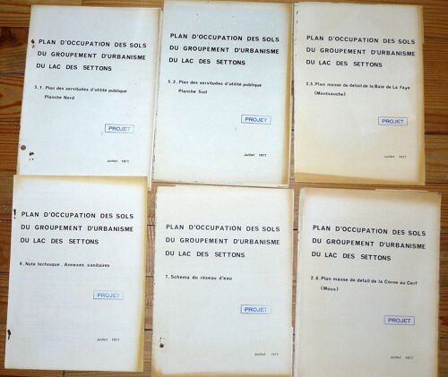 Lac Des Settons, Lot De 6 Plans D'occupation Des Sols Du Groupement D'urbanisme, Projet De Juillet 1977