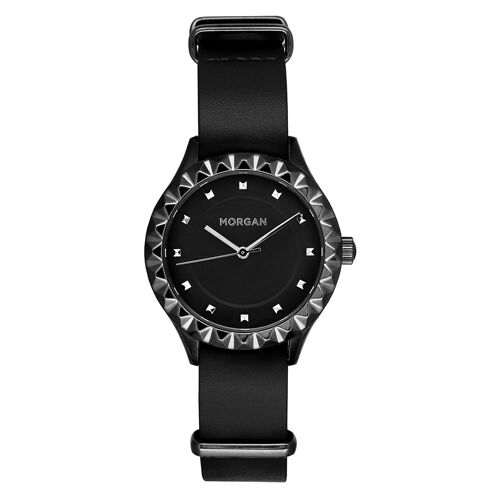 Jouailla - Montre Morgan Boîtier Métal Noir À Facettes Et Bracelet Nato Synthétique Noir (770301n)