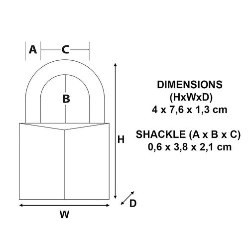 Cadenas à clé alu avec protection en vinyle noir 40mm anse d.6xh.38mm