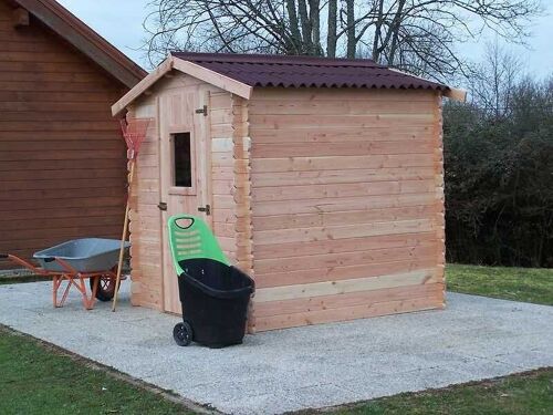 Abri Madriers 28 Mm Fabriqué En Douglas Massif - S.H.T. : 4,28 M2 - Toit Double Pente