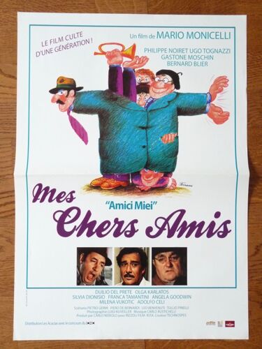 Mes Chers Amis De Mario Monicelli Avec Philippe Noiret, Ugo Tognazzi, Bernard Blier... - Affichette Originale De Film Format 40 X 60 Cm