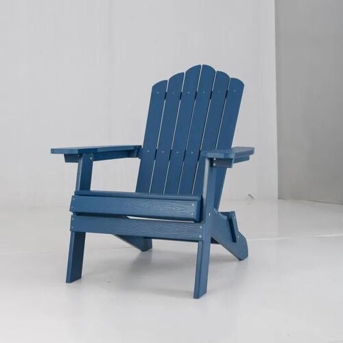 Costway Chaise Adirondack Pliable De Jardin, Accoudoirs Large Et Dossier Incliné, Siège Oversize En Hips Pour Patio Cour, Marine