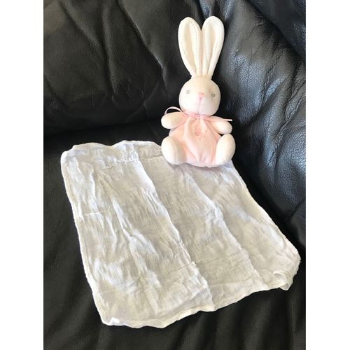 Doudou Lapin Rose Mouchoir Blanc 13-20cm Kaloo Créations Tendre Et Douce 